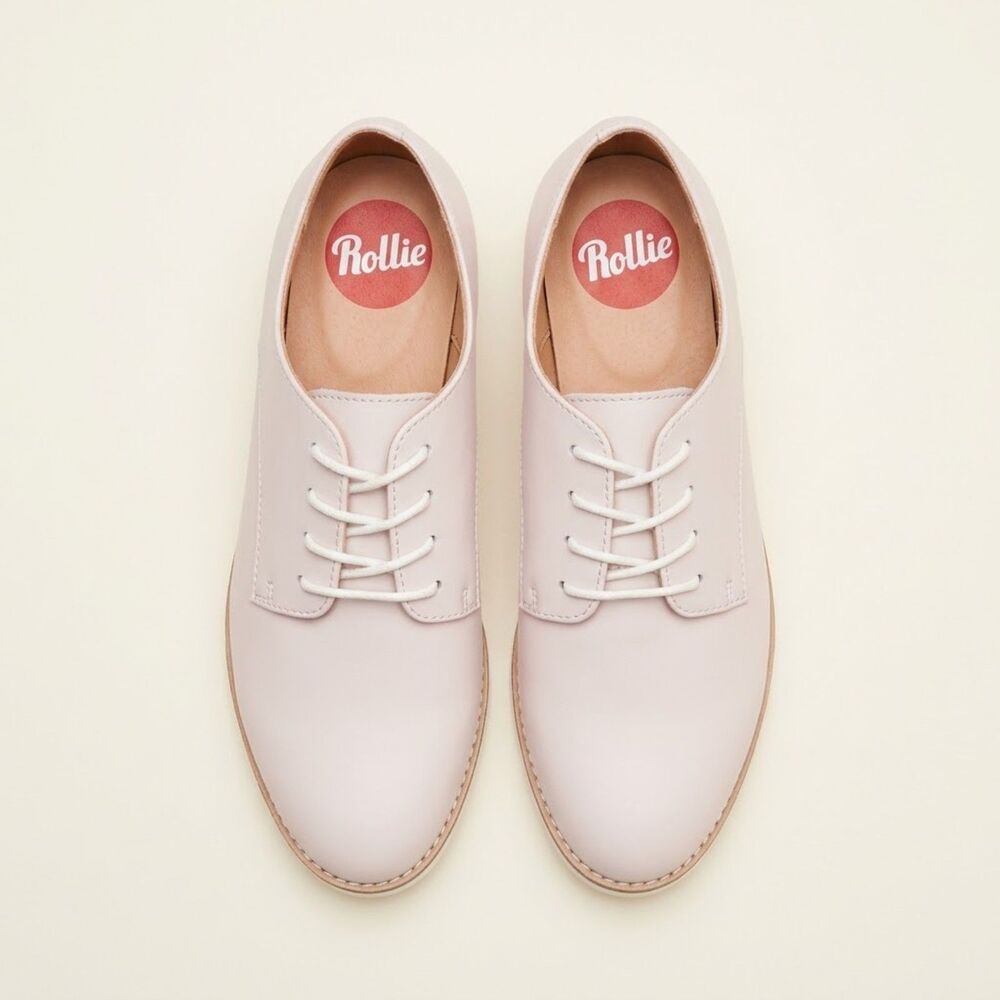 Rollie Women's Derby Rec Snow Pink Leather Oxfords EU 40 US 9.5 Comfort Light